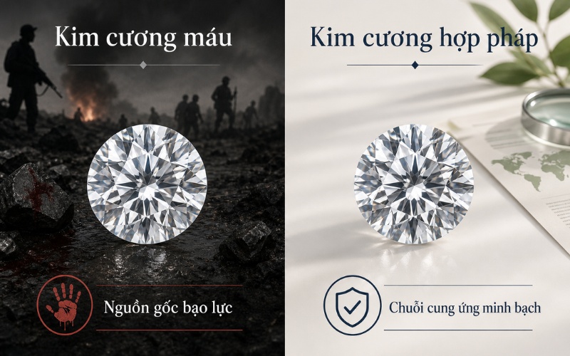 Kim cương máu và kim cương hợp pháp khác biệt ở nguồn gốc và chuỗi cung ứng