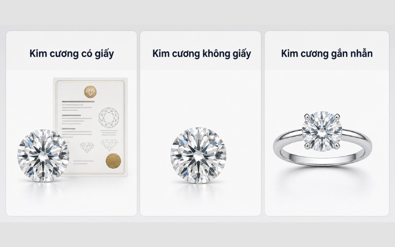 Khái niệm kim cương rời hoàn toàn không đồng nghĩa với kim cương không giấy
