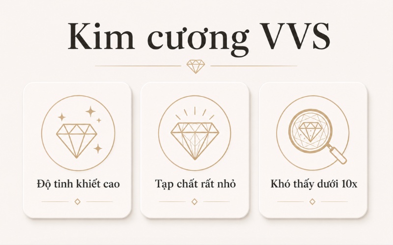 Kim cương VVS là viên kim cương có độ tinh khiết thuộc nhóm Very Very Slightly Included