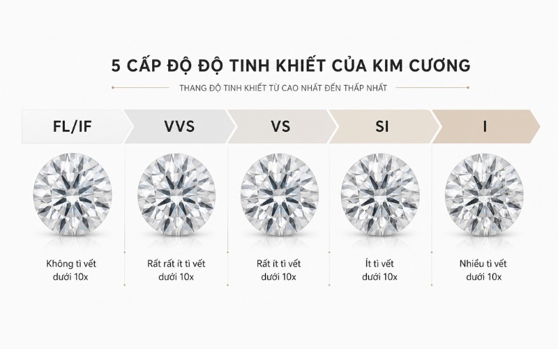 Các cấp độ tinh khiết của kim cương