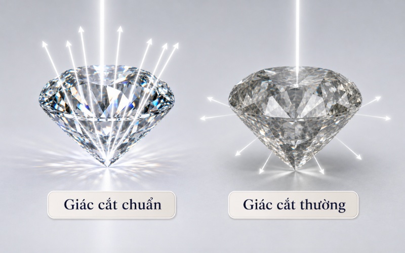 Tầm quan trọng của giác cắt đối với độ lấp lánh của kim cương