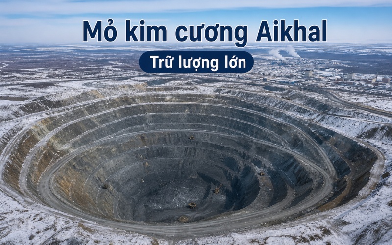 Khu mỏ Aikhal tại Nga với bề mặt khai thác rộng và hạ tầng công nghiệp