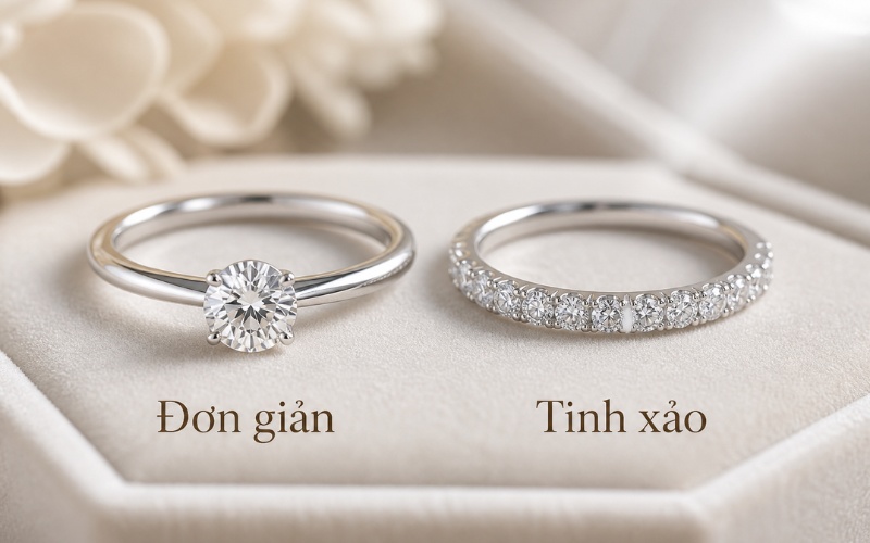 Nhẫn bạc đính đá CZ kiểu đơn giản và tinh xảo cho cầu hôn