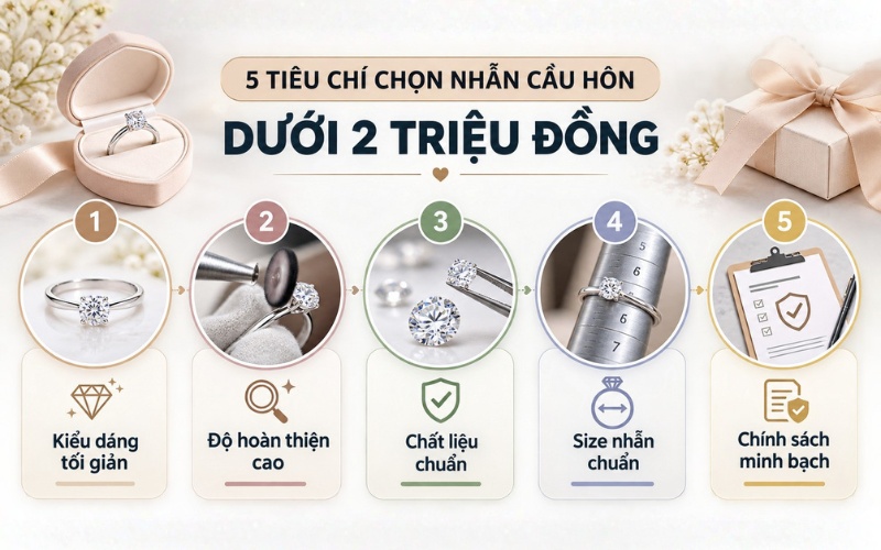 Các tiêu chí chọn nhẫn cầu hôn dưới 2 triệu