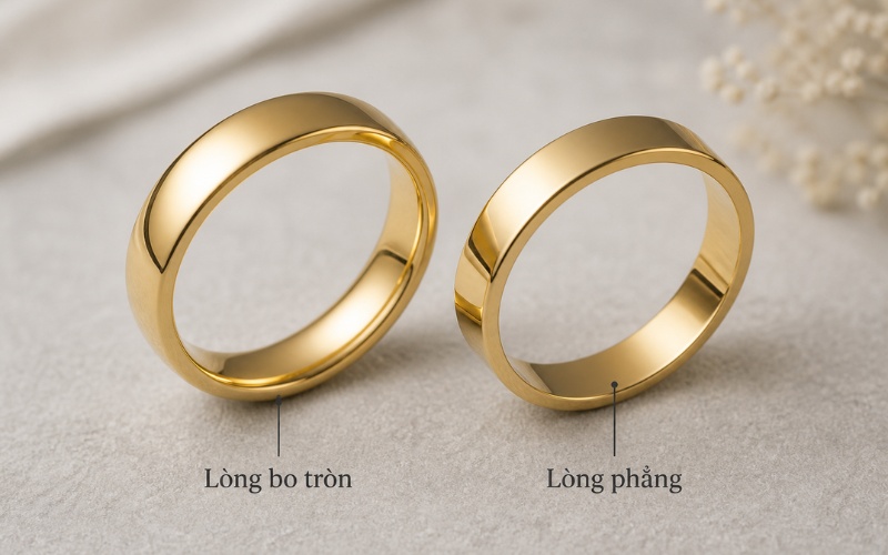 Hai mẫu nhẫn cùng bản nhưng khác phom lòng nhẫn