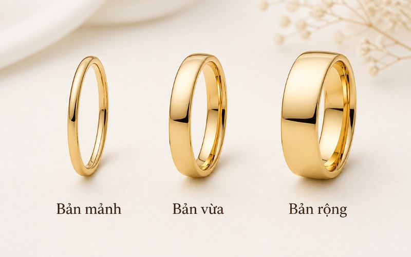 So sánh bản nhẫn mảnh, vừa và rộng