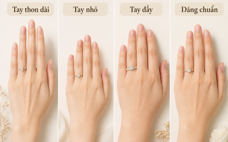 Cách chọn nhẫn nữ đeo ngón giữa đẹp theo dáng tay