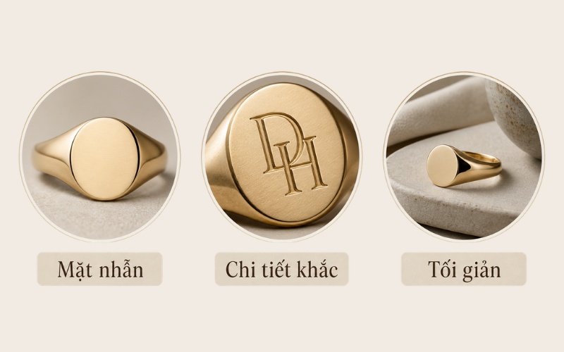 Nhẫn signet là loại nhẫn có phần mặt tương đối lớn dùng để khắc tên, biểu tượng
