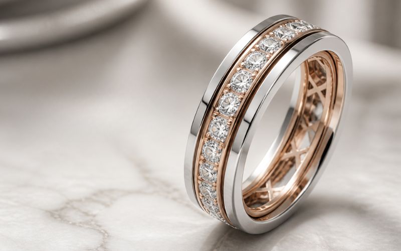 Nhẫn xoay mang đến vẻ đẹp sống động và cuốn hút hơn hẳn các thiết kế cố định