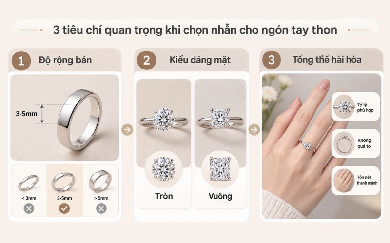 Các tiêu chí chọn nhẫn cho tay gầy