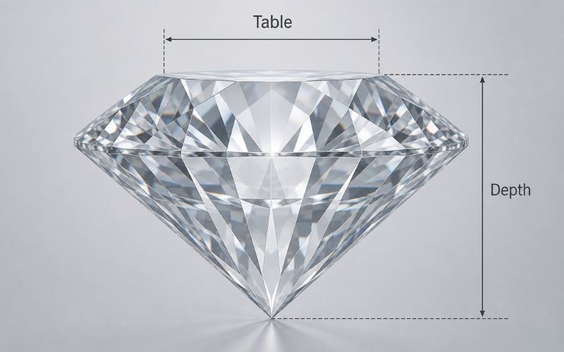Table và depth của viên kim cương