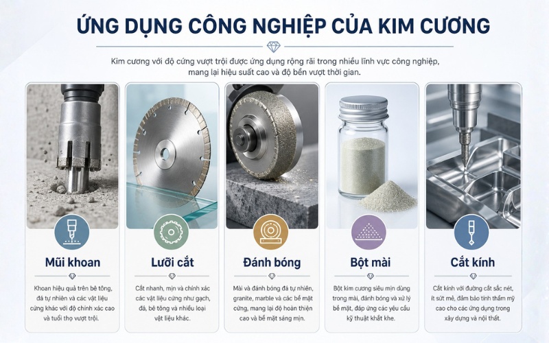 Các ứng dụng phổ biến của kim cương trong công nghiệp