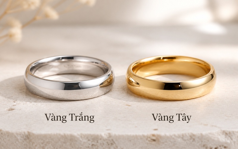 So sánh vàng trắng và vàng tây trong nhẫn cưới