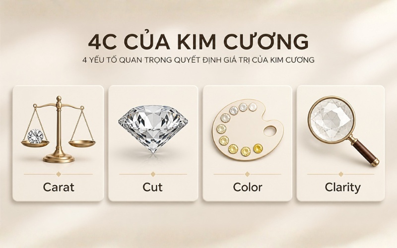 Tiêu chuẩn 4Cs định giá kim cương