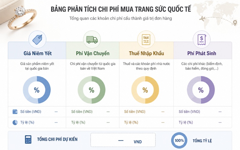 Chi phí mua nhẫn DR chính hãng và chi phí mua Darry Ring từ Việt Nam