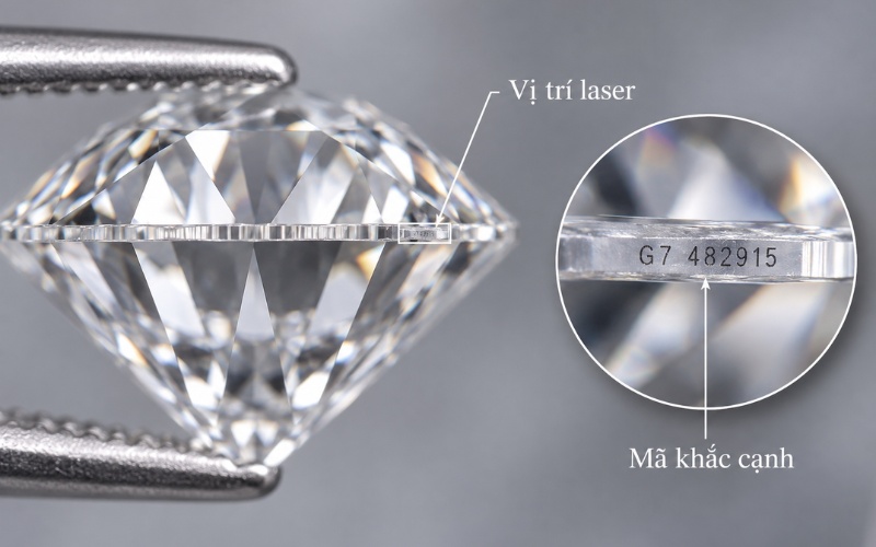 Vị trí laser inscription trên cạnh girdle của kim cương