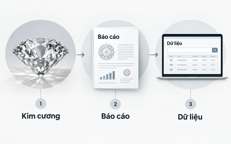 Đối chiếu báo cáo AGS với dữ liệu tra cứu và viên kim cương