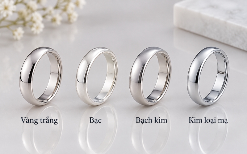 Phân biệt vàng trắng bạc bạch kim và kim loại mạ trắng
