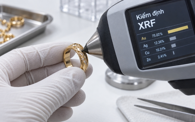 Kiểm định vàng trắng bằng máy quang phổ XRF