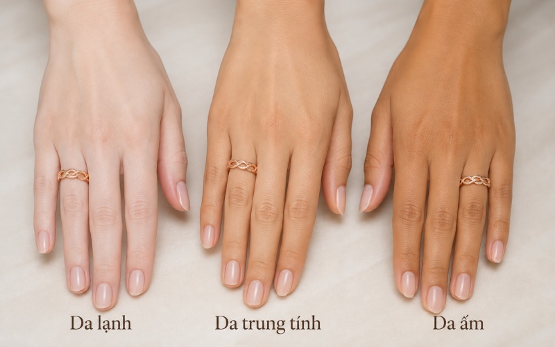Trang sức vàng hồng trên các tông da