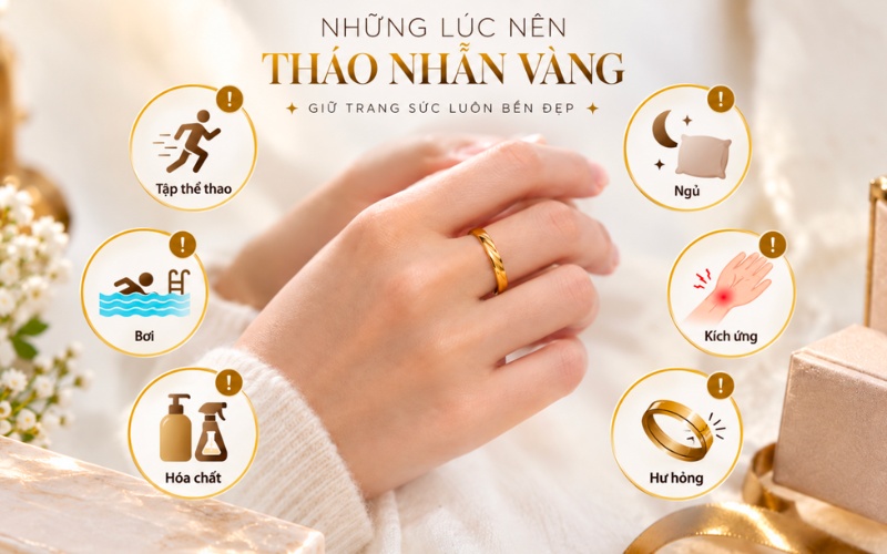Một số trường hợp nên tháo trang sức vàng
