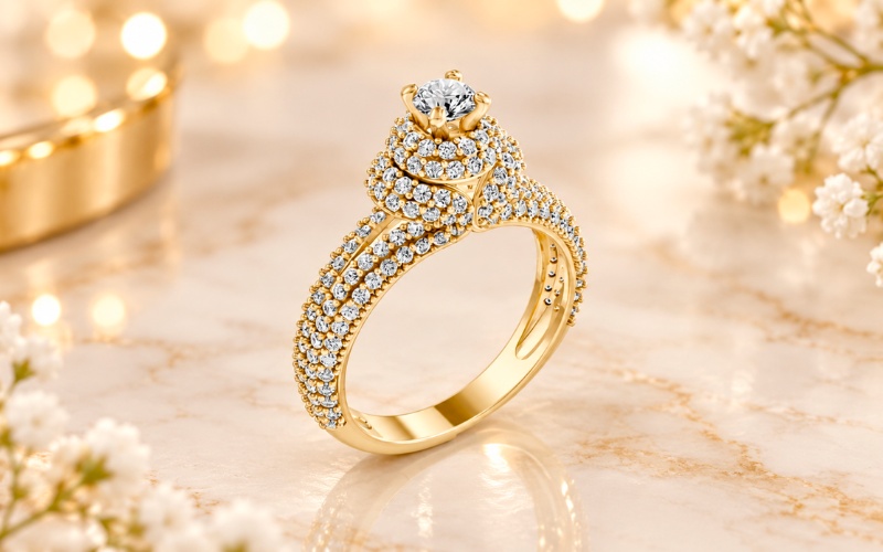 Nhẫn cầu hôn Double Halo R297 thiết kế tinh xảo và nổi bật
