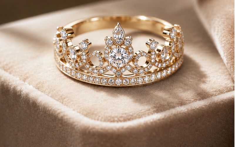 Thiết kế nhẫn vương miện khắc họa hình ảnh vương miện thông qua đường nét vòm cung