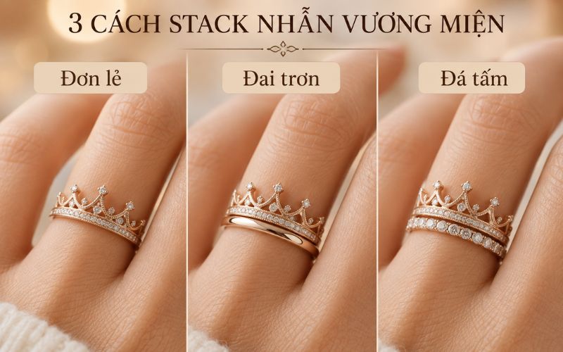 Điểm tiếp xúc khi phối nhẫn vương miện với nhẫn đai