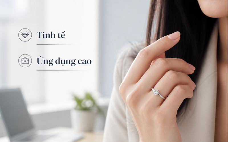 Nhẫn 1 hột đẹp phong cách tối giản đeo hằng ngày