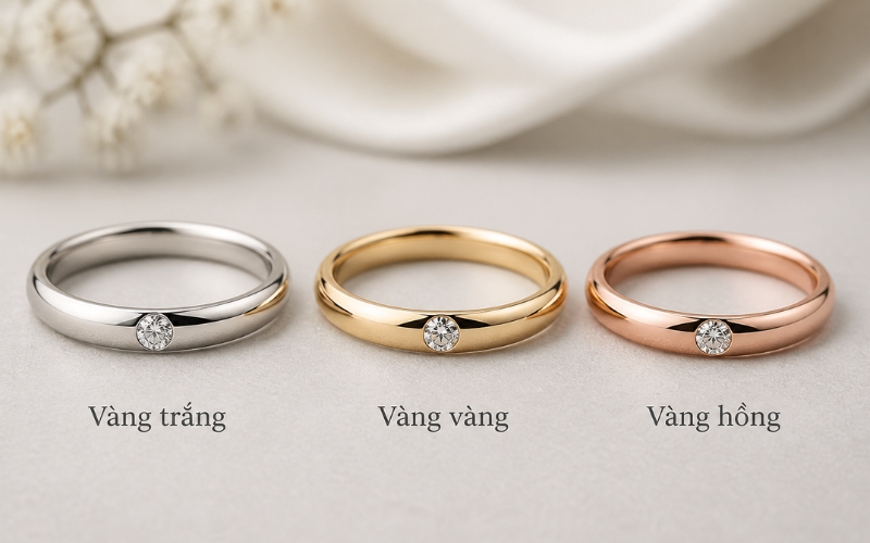 Màu vàng cho nhẫn 1 hột đơn giản
