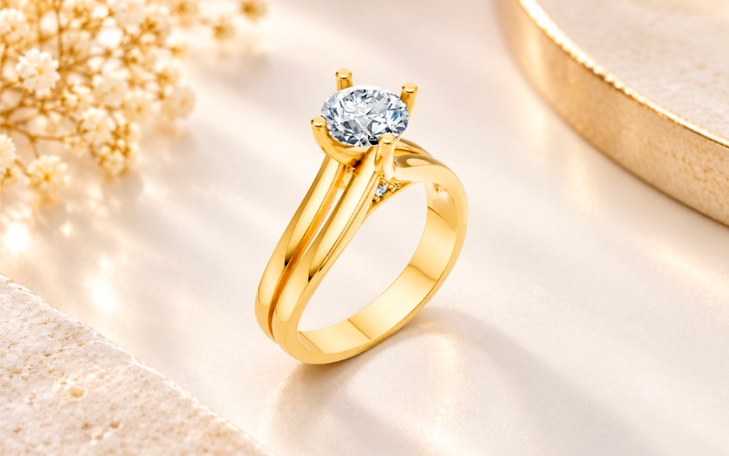 Nhẫn cầu hôn R225 thân nhẫn kép độc đáo, phong cách hiện đại