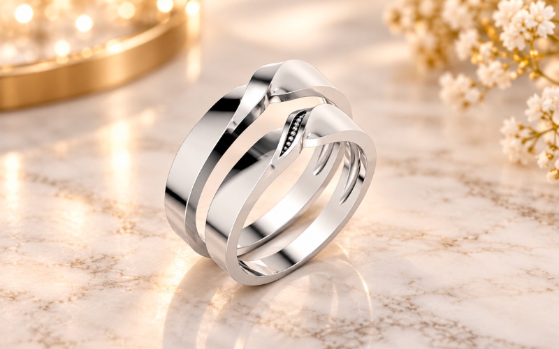 Nhẫn cưới H50 dáng Twist cách điệu mềm mại