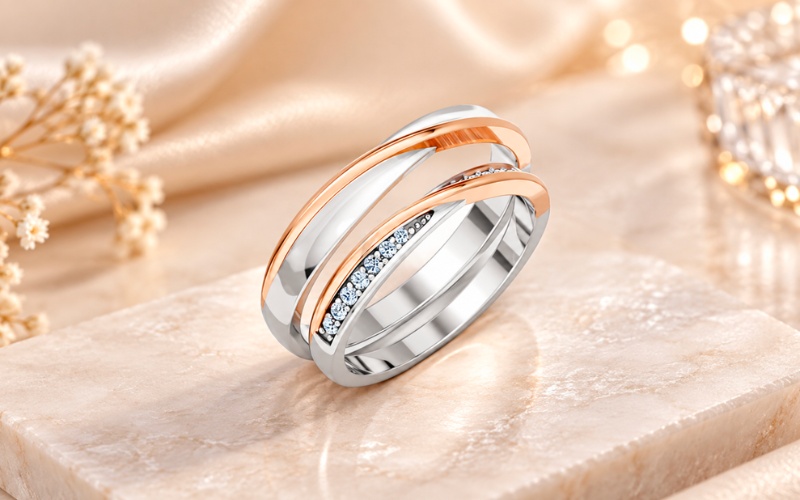 Nhẫn cưới A258 đai xoắn cá tính