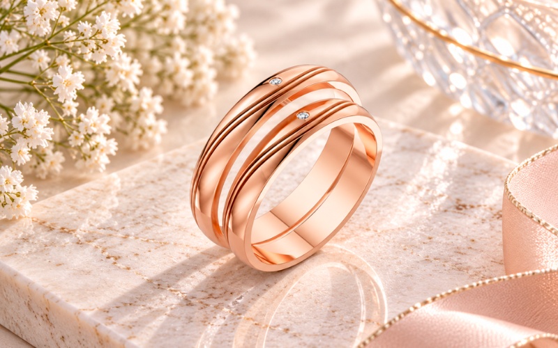 Nhẫn cưới TG1 thiết kế đường rãnh uốn lượn tinh tế
