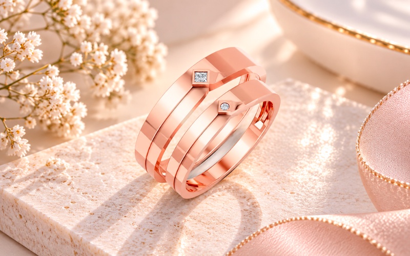 Nhẫn cưới A253 đai phẳng tạo khối 3D