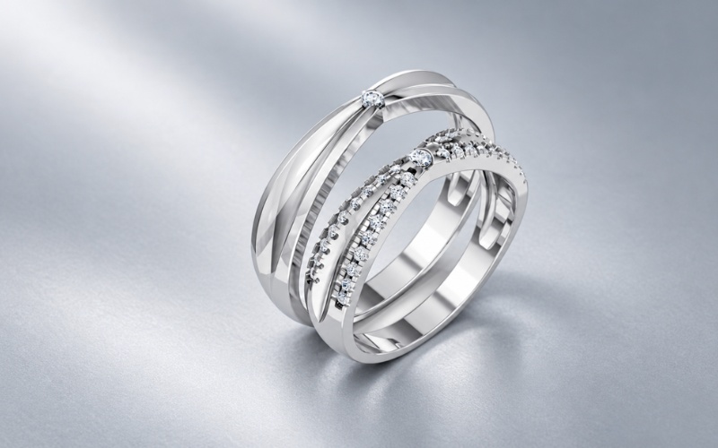 Nhẫn cưới A256 thiết kế dáng Twist độc đáo