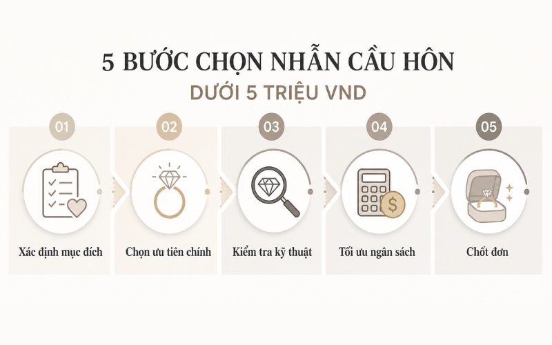 Quy trình chọn nhẫn cầu hôn dưới 5 triệu